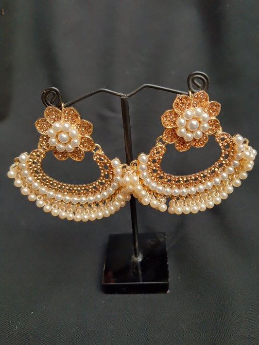 Elegant Jhumka Earrings with Pearl Accents