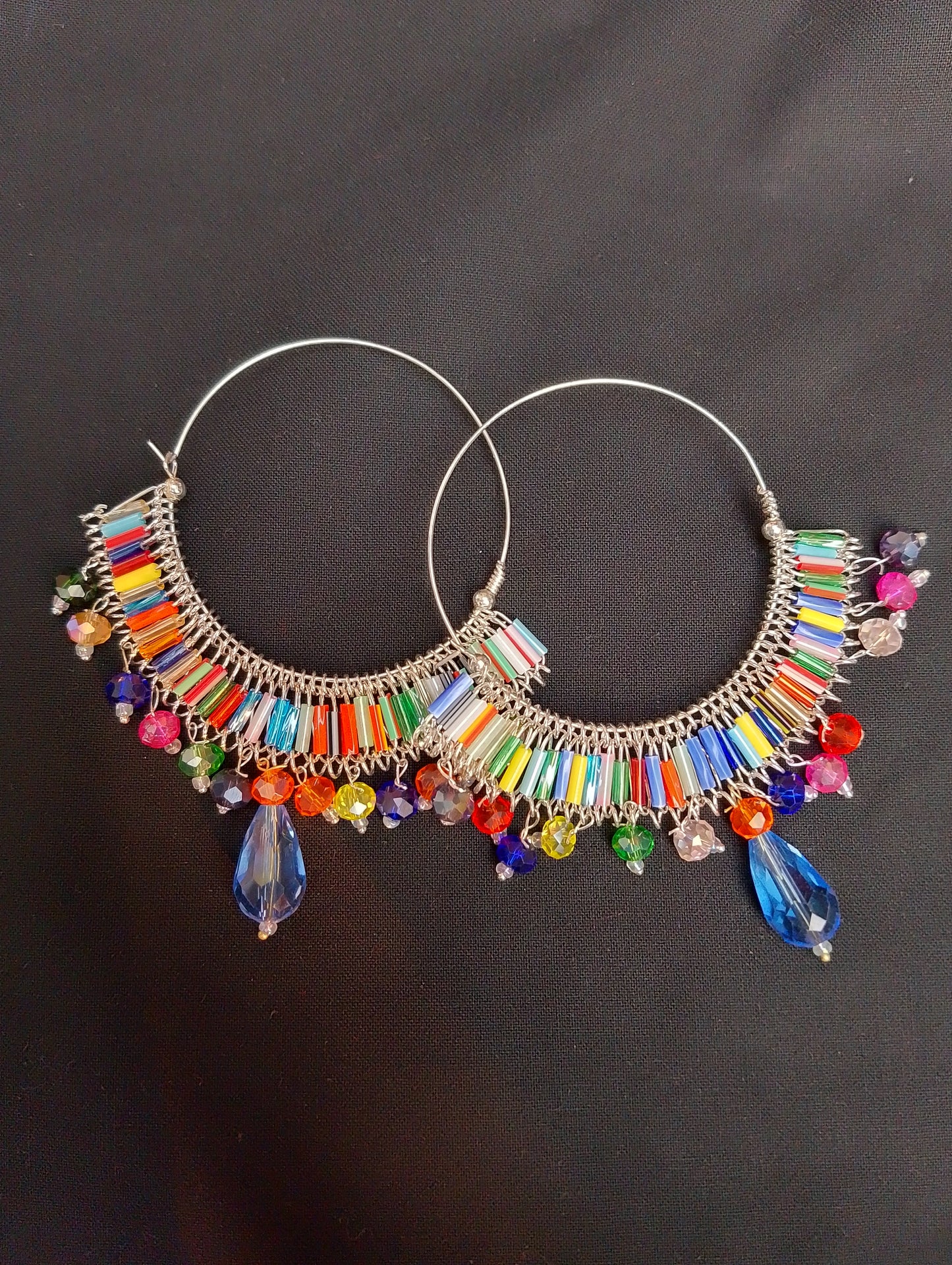 Multicolor Beaded Hoop Earrings