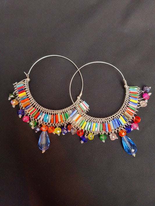 Multicolor Beaded Hoop Earrings