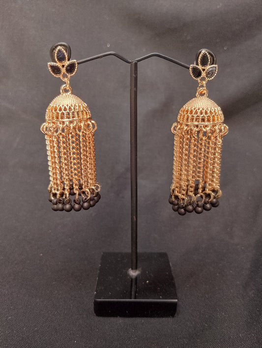 Trendy Jhumka Earrings with Chain Detail